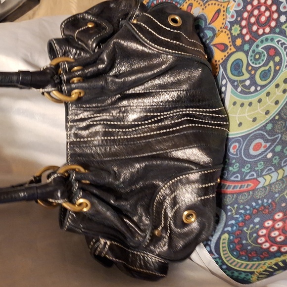 Juicy Couture Vintage Black Leather hobo hand bag EUC 13x8 - Picture 10 of 10